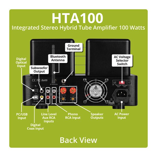 Main product image for Dayton Audio HTA100 Integrated Stereo Hybrid Tube Amplifier 100 Watts300-3848